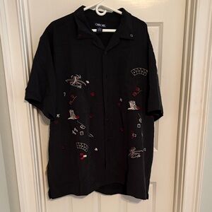Cherokee Black Casual Button Down Shirt with Embroidery